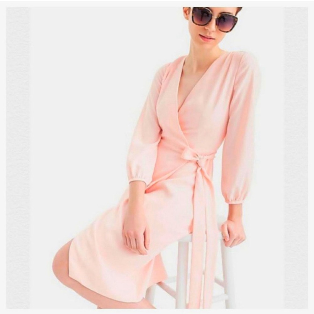 J CREW Womens Ballerina Pink Valentine Feminine Lined Wrap Dress Size 6